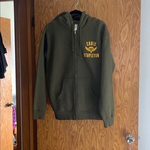 Chris Stapleton size Medium Olive Green Zip-Up Hoodie made by Independent